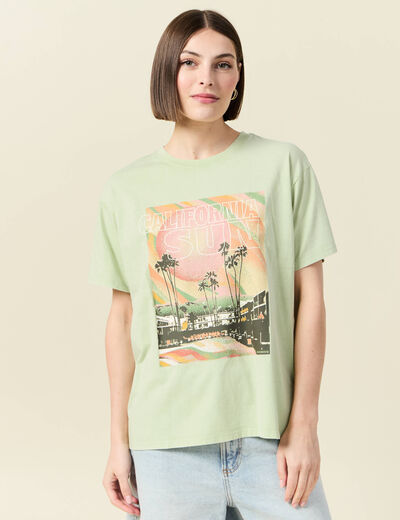 T-shirt oversize en coton vert clair femme