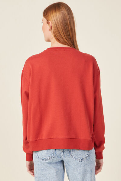 Sweat manches longues orange foncé femme