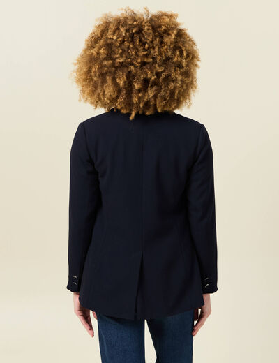 Veste blazer col châle bleu marine femme
