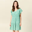 Robe évasée dos en V vert femme