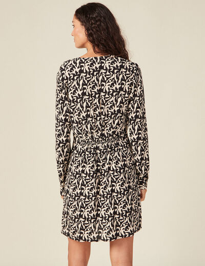 Robe droite manches longues noir femme