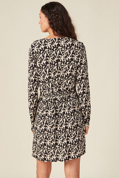 Robe droite manches longues noir femme