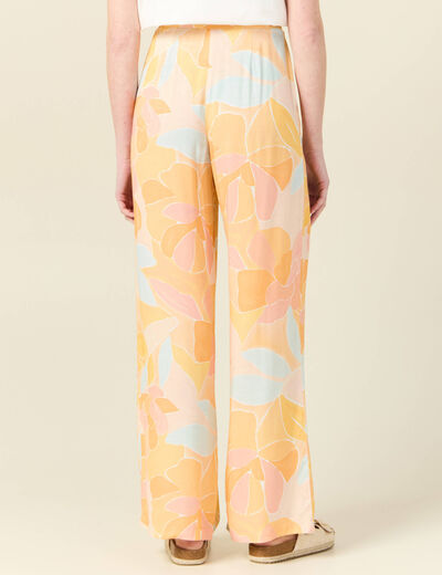 Pantalon large fluide orange clair femme