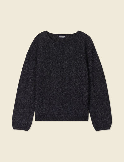 Pull manches longues bleu marine femme