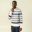 Pull manches longues col rond ecru homme