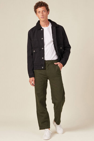 Pantalon large vert kaki homme