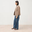 Veste oversize manches longues doubl&eacute;e taupe femme