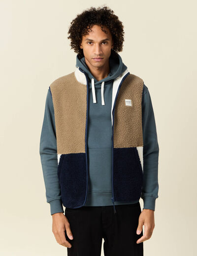 Gilet sans manches zippé marron homme