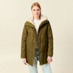 Parka droite &agrave; capuche vert kaki femme
