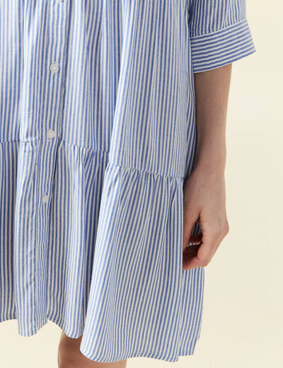 Robe patineuse boutonnée ecru femme