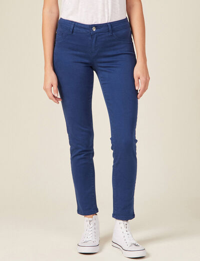 Pantalon slim 7/8ème bleu marine femme