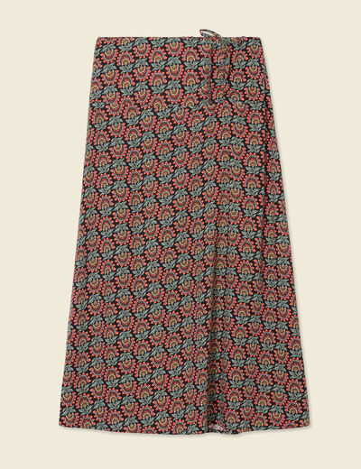 Jupe longue portefeuille noir femme