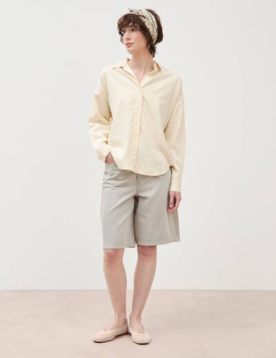 Chemise manches longues fluide creme femme