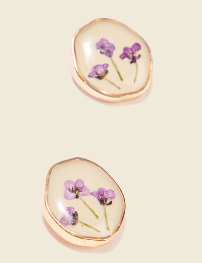 Boucles d'oreilles clous violet femme