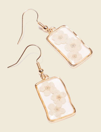 Boucles d'oreilles pendantes ecru femme