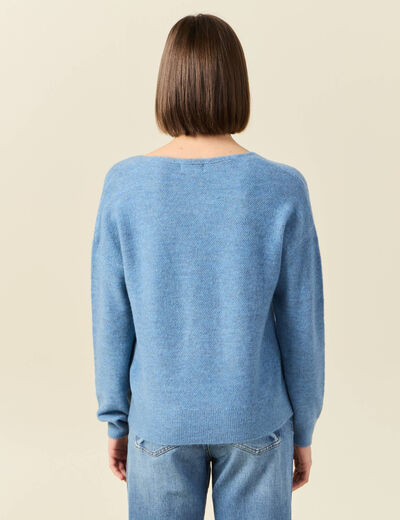 Pull manches longues bleu clair femme