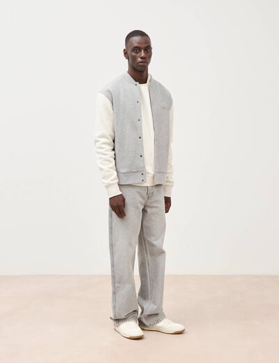 Sweat manches longues brod&eacute; gris clair homme
