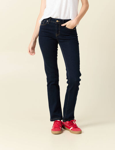 Jeans regular 5 poches denim brut rinse femme