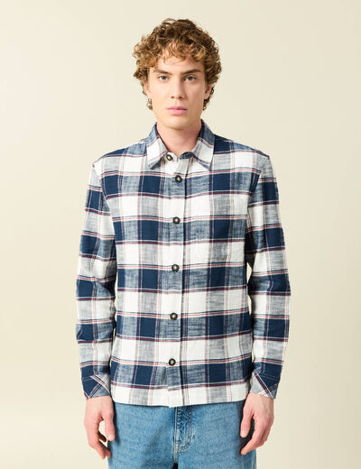 Surchemise en coton manches longues bleu marine homme