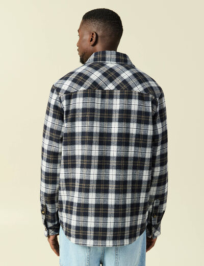 Surchemise oversize courte doubl&eacute;e bleu marine homme