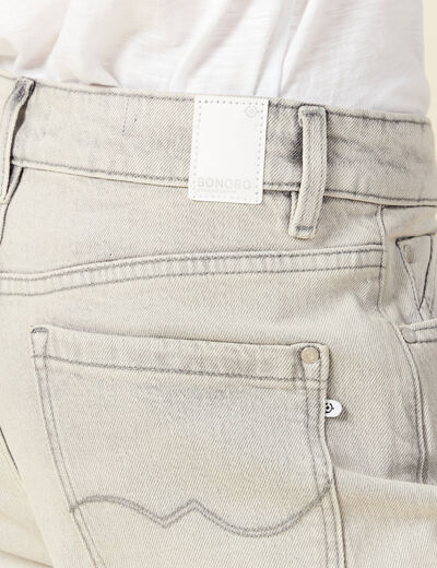Jeans large taille haute denim gris clair femme