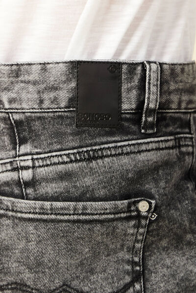 Jeans girlfriend 5 poches denim snow gris femme