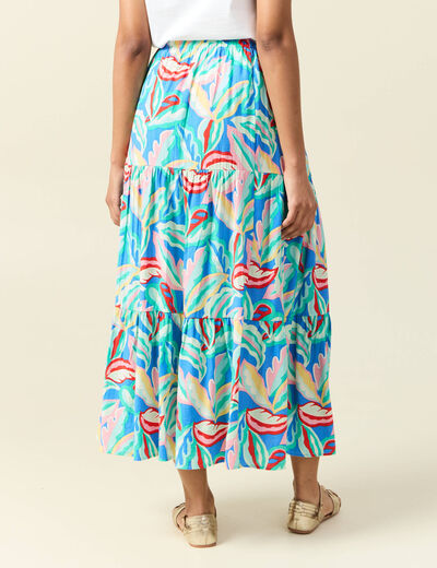 Jupe longue évasée multicolore femme
