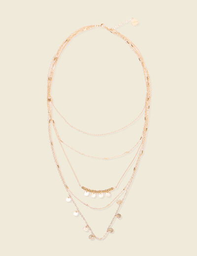 Collier multi-cha&icirc;nes couleur or femme