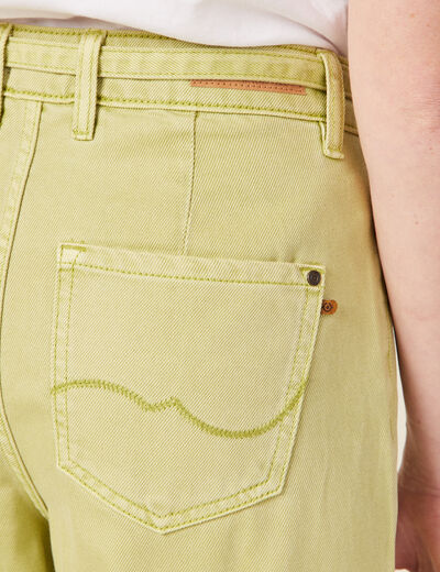 Jeans large taille haute vert anis femme