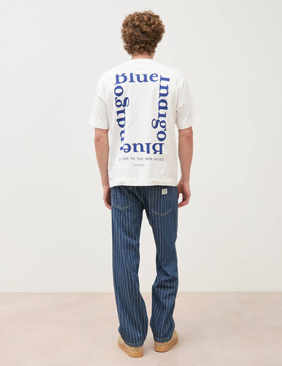 T-shirt ample col rond manches courtes ecru homme