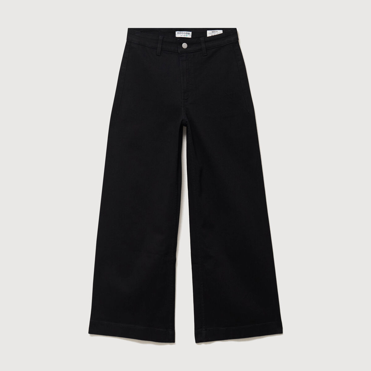Jeans large taille haute denim noir femme