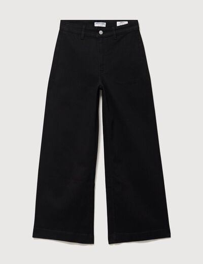 Jeans large taille haute denim noir femme