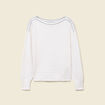 Pull col bateau manches longues en coton blanc femme
