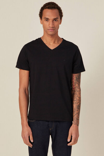 T-shirt col V homme Instinct noir homme