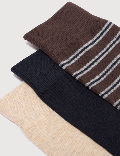 Lot de 3 paires chaussettes hautes bleu marine homme