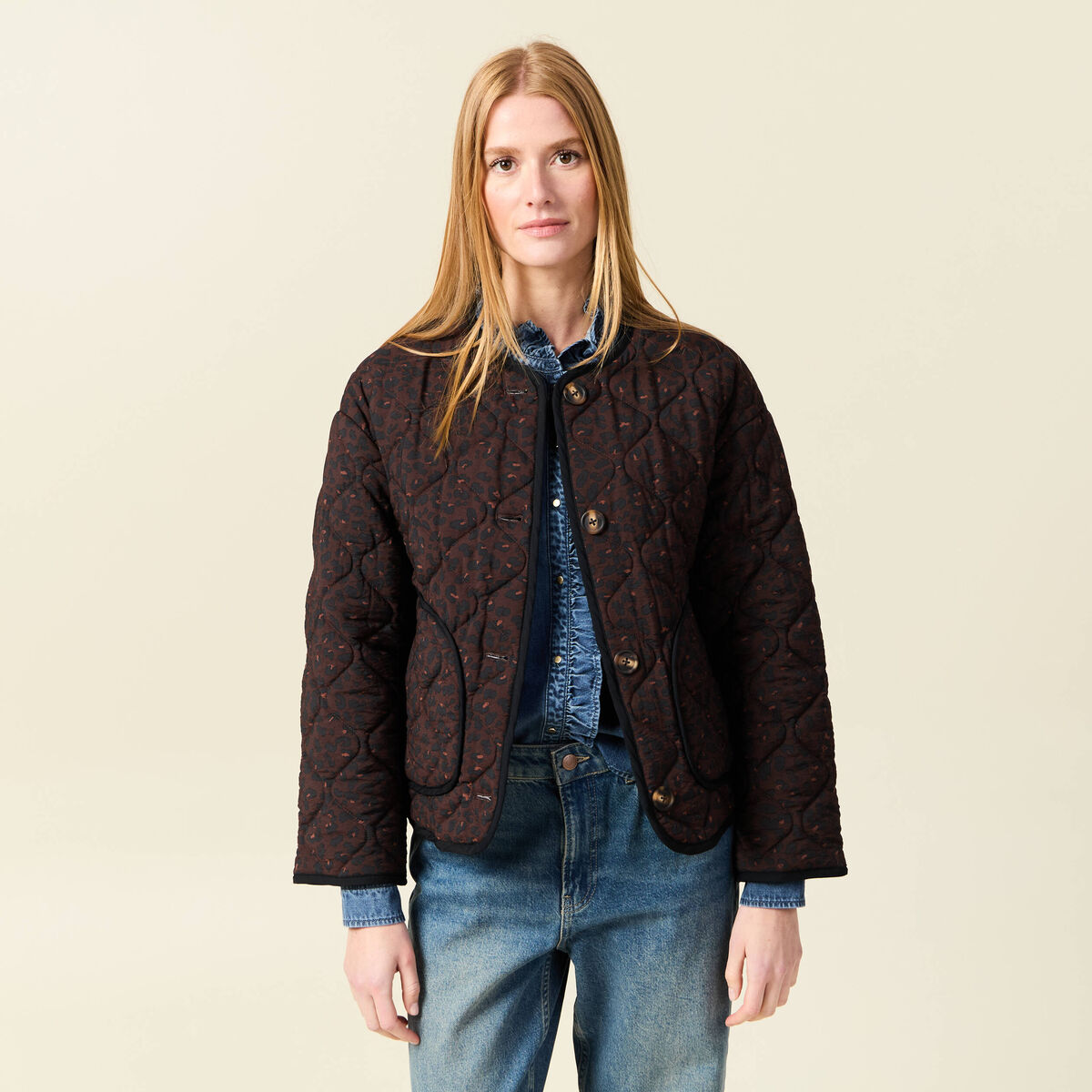 Blouson matelassé camel femme