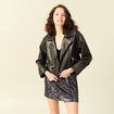 Blouson simili cuir marron femme