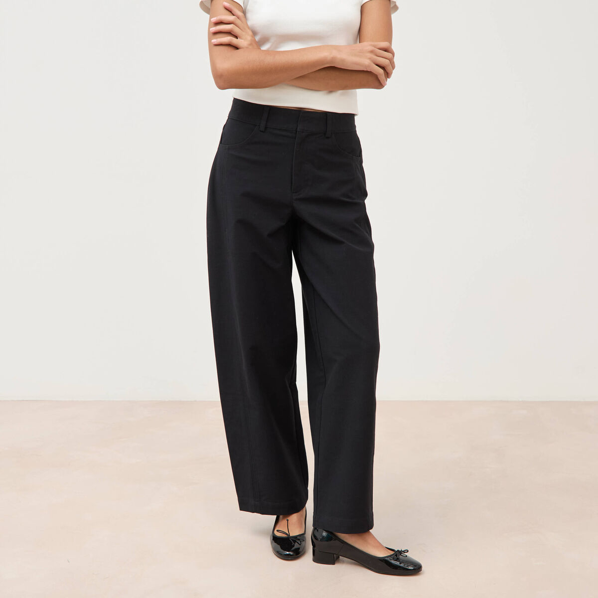 Pantalon coupe regular noir femme