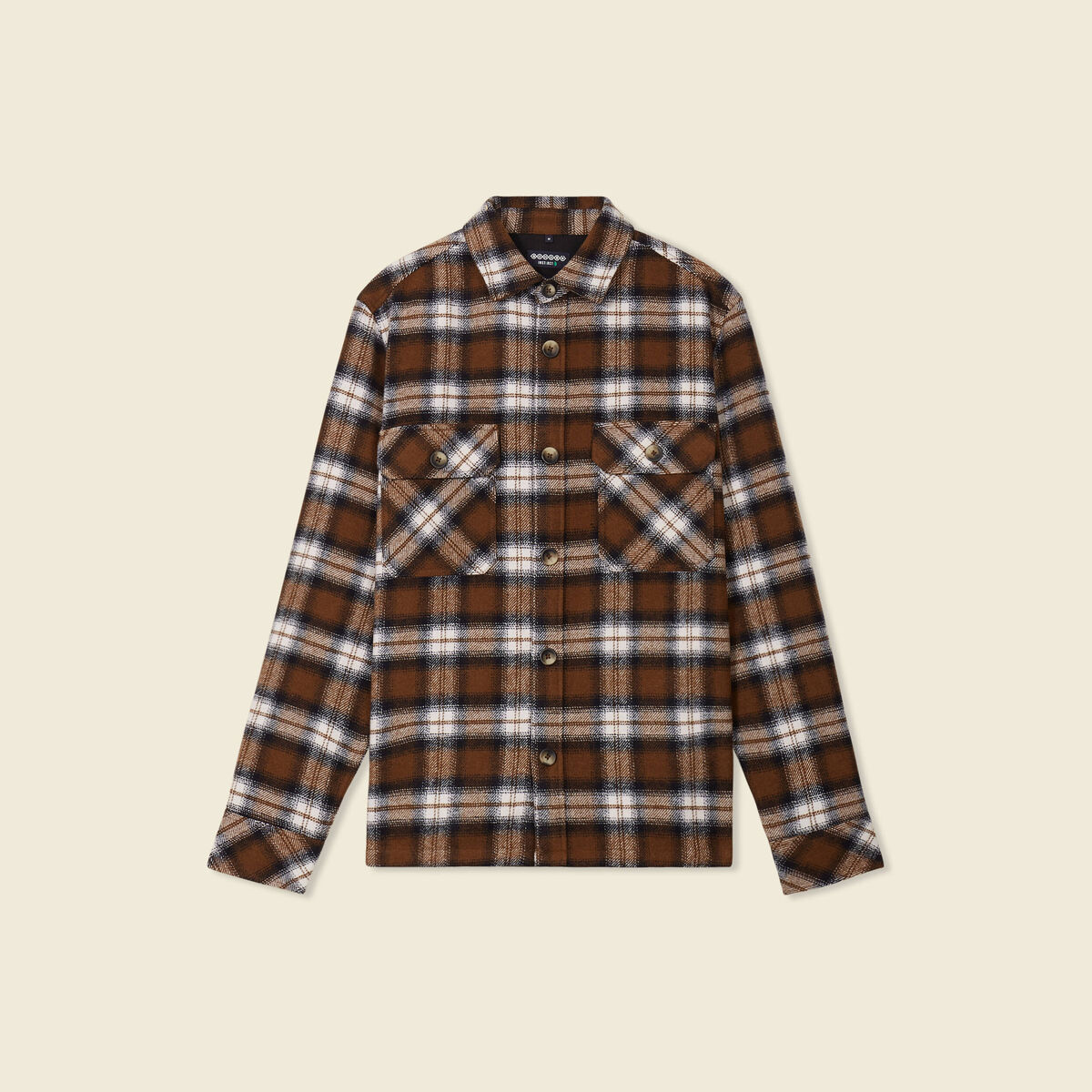 Surchemise manches longues marron homme