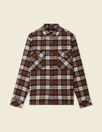 Surchemise manches longues marron homme