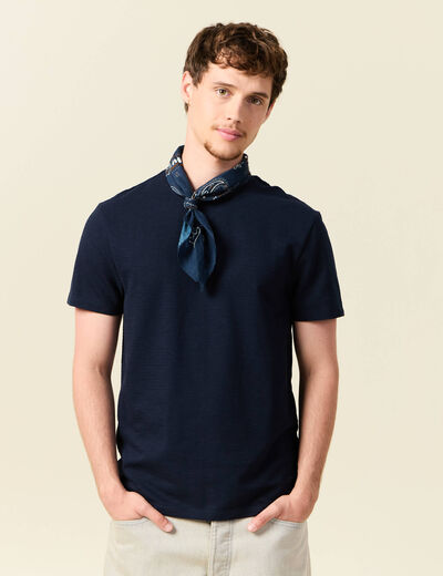 T-shirt cintré col rond manches courtes bleu marine homme