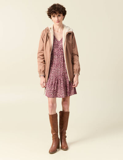 Parka réversible marron clair femme