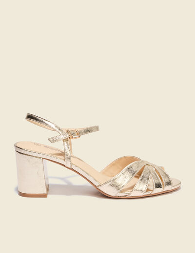 Sandales &agrave; talons couleur or femme