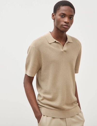 Polo manches courtes beige homme