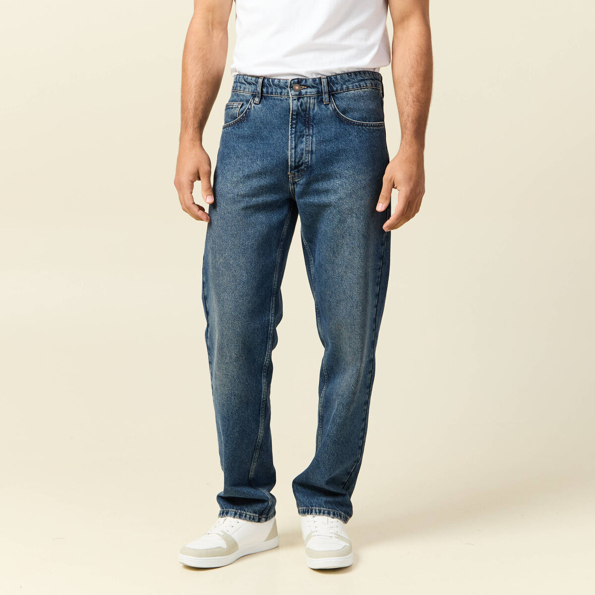 Jeans large longueur 32 en coton bleu homme