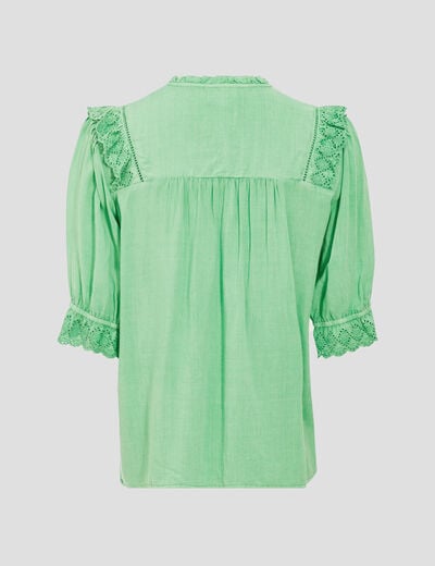 Chemise manches 3/4 vert clair femme