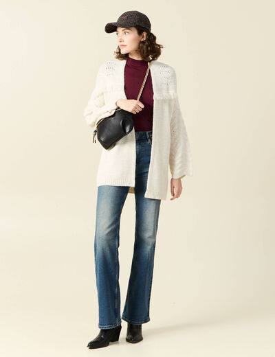 Gilet manches longues ecru femme