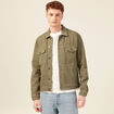 Blouson droit boutonné vert kaki homme