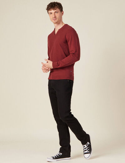 Pull manches longues bordeaux homme