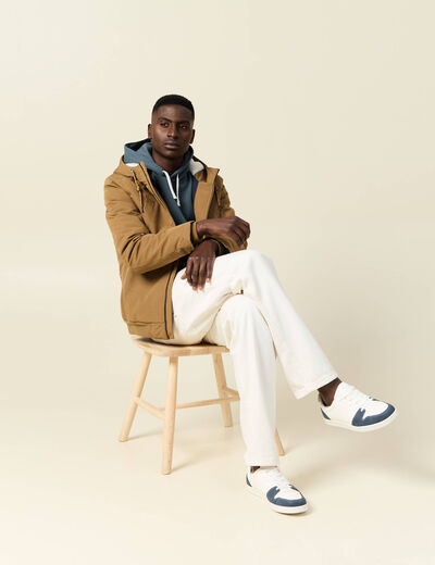 Parka courte &agrave; capuche beige homme